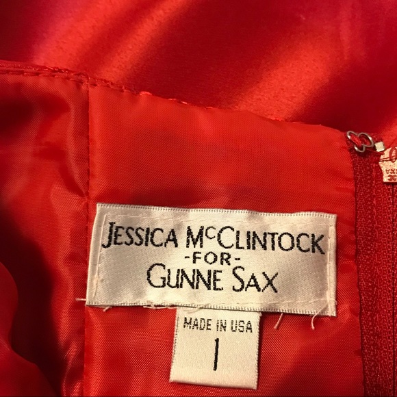 Jessica McClintock for Gunne Sax Red Satin Dress - Picture 4 of 4
